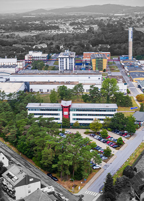 An aerial view of the Halle/Westfalen manufacturing facility