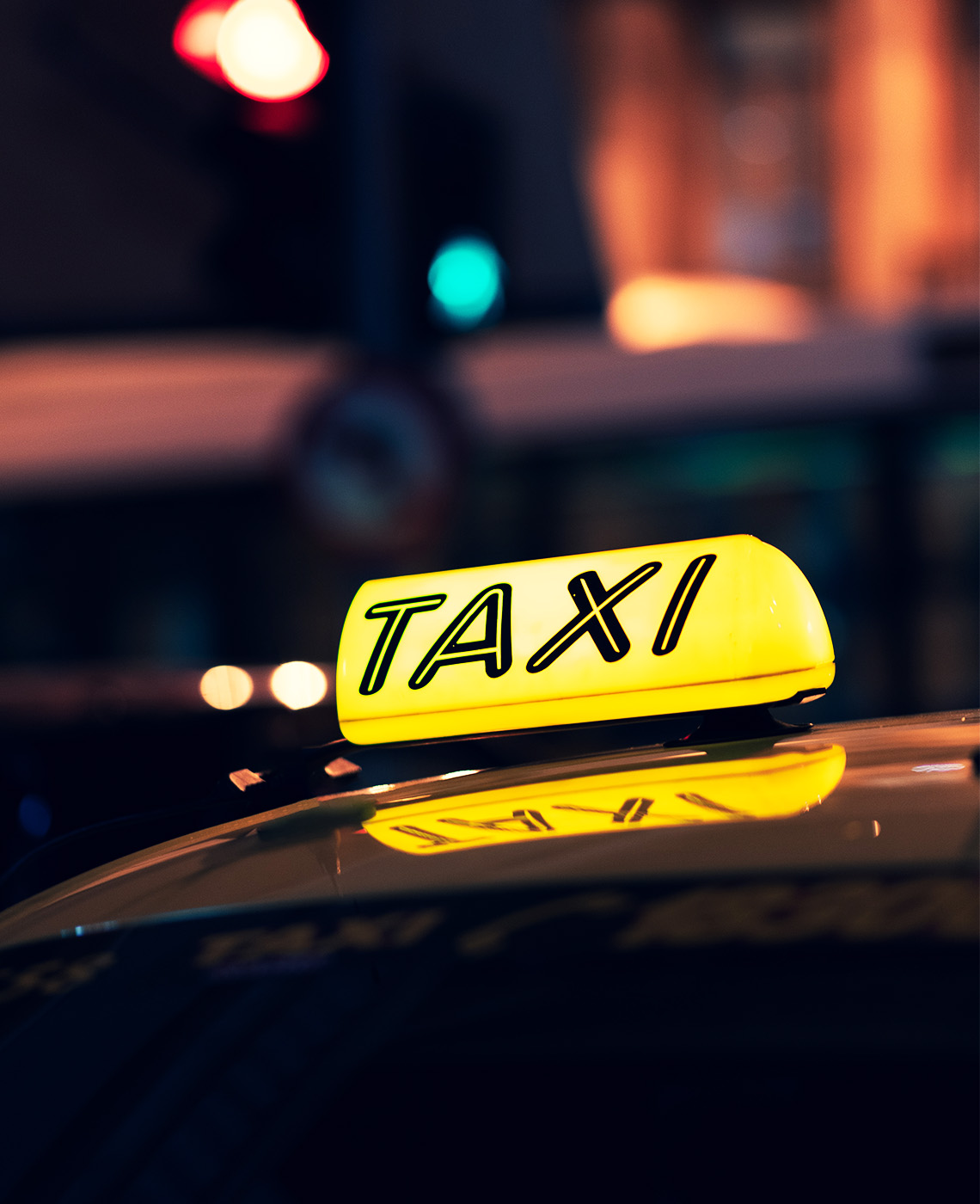 lit up taxi sign